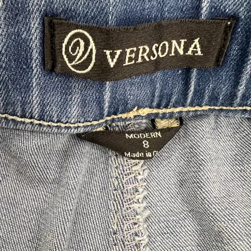 Versona Modern Bell Bottom High Rise Curvy Jeans Medium Wash Pull On Size 8