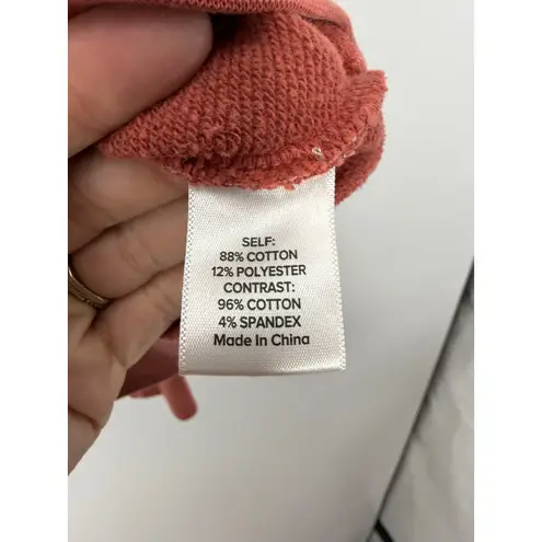 Evereve Tyra Puff Sleeve Hoodie Rust Coral L Cotton Blend Cozy Casual