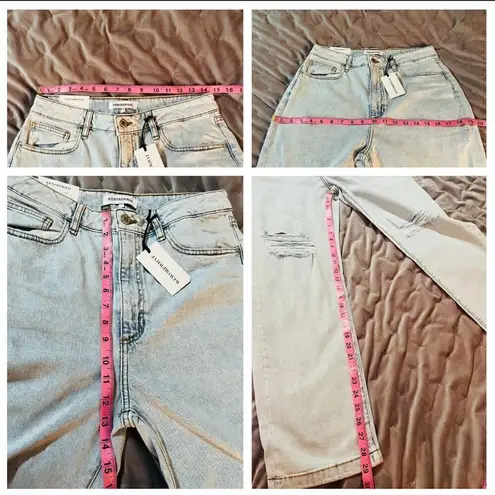 We Wore What HighRise Curvy Crop Jeans Ripped Knees Distressed Super Light Wash 29