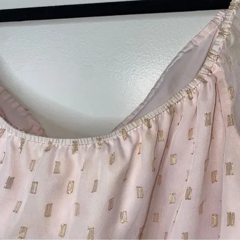 WAYF Nordstrom Pink Off-the-shoulder pink gold bow puff sleeve chiffon top Large