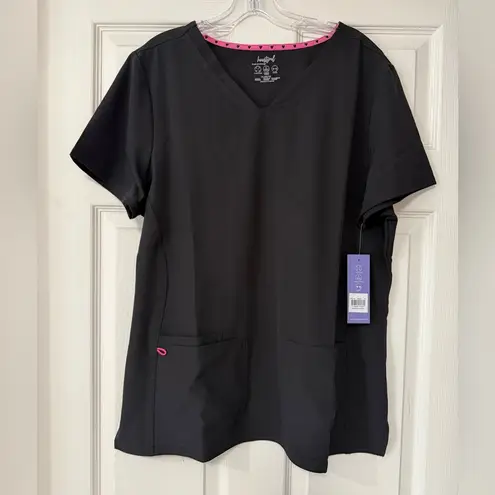 Heart soul Women's Shaped V-Neck Black Scrub Top #20710 Size XL NWT
