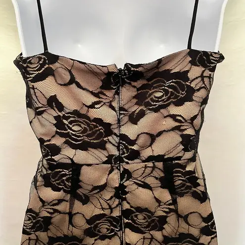 Onyx Nite Lace Overlay Dress Sz 4 Black Nude Lined Babydoll Bling Whimsigoth Y2K