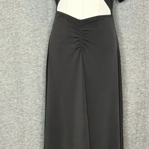 We Wore What Cutout Asymmetrical Black Stretch Flower Midi Dress Womens Size M