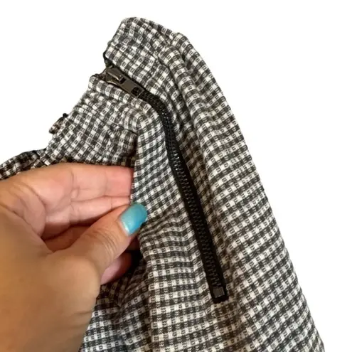 Doe & Rae Gray & White Checkered Balloon Sleeve Off Shoulder Blouse Women Sz M