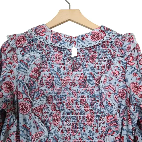 dra Womens M Nomi Puff Sleeve Smocked Dress NEW Blue Size M