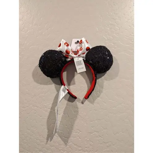 Disney  Parks Minnie Mouse Polka Dots White Bow Headband New With Tag