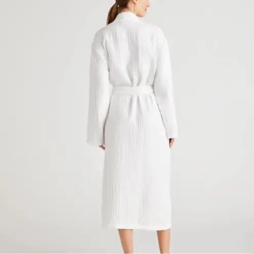 Quince New Women's White Organic Turkish Cotton Gauze Robe w Belt Sz Small