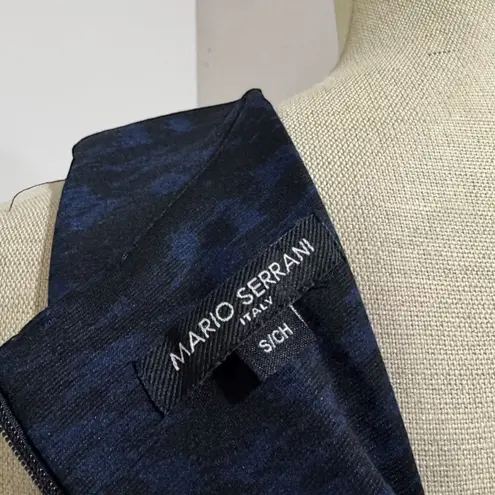 Mario Serrani Women's Blue Black Printed Unlined Comfort Knit Shift Dress Size S