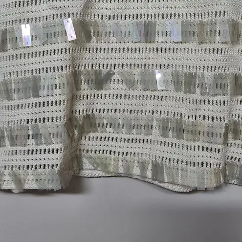 J.Crew Womens Crochet Ivory Short Sleeve Top Shirt Sequins Party Going Out Sz S