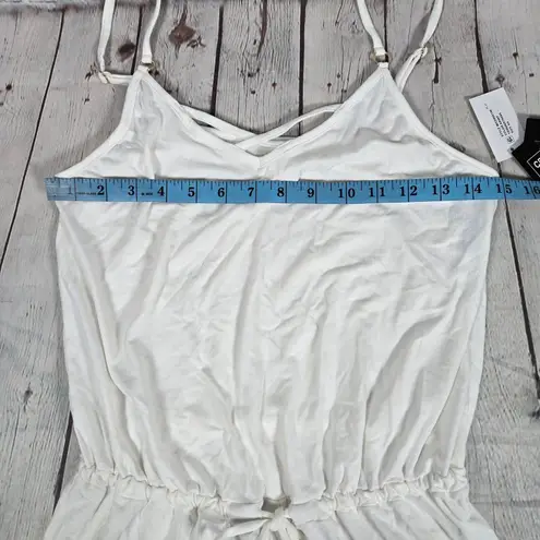 California Waves Romper Swimsuit Cover Up Drawstring Waist Arctic White XS NWT