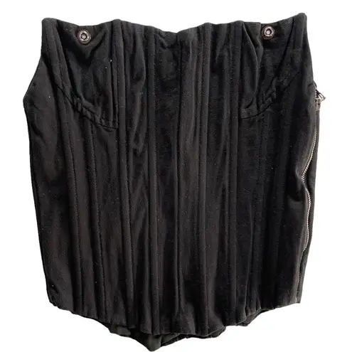 Boys Lie Corset Top Womens Small Black Boned Bodice Strapless Paneled Zipper