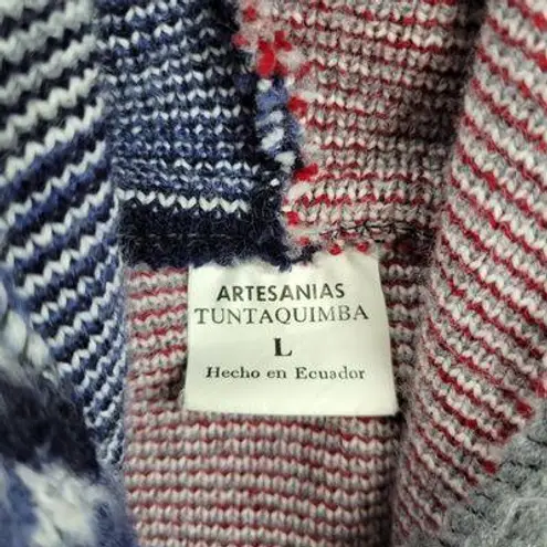 Artesanías Tuntaquimba Ecuador Wool Lighthouse Sweater Hoodie Nautical Knit L Blue Size L