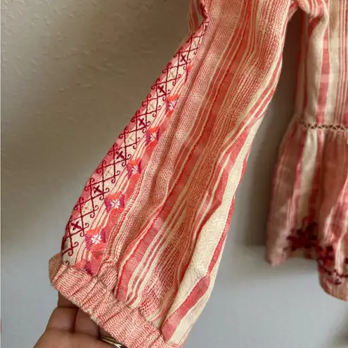 NWT Seen and Be Seen Red Cream Stripe Open Cardigan Blouse Womens S