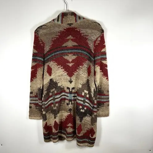 J Jill Sweater Southwestern Aztec Wool Cardigan Women Duster Boho Women’s Small Red