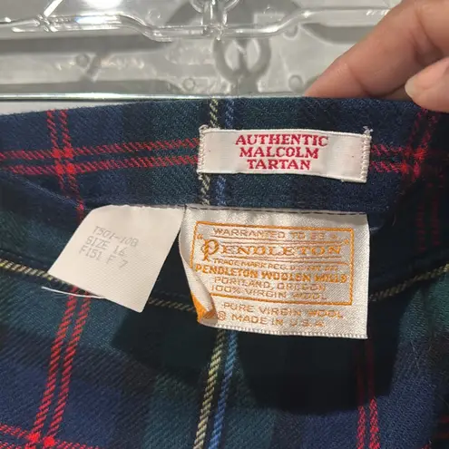 Pendleton Women's Vintage Pure Wool Plaid Skirt Made in USA Size 16