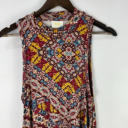 Maeve Sleeveless Dress Womens Small Red Boho Abstract Print Midi Festival Indie