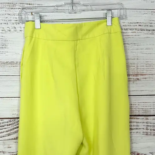 Line and Dot  Neon Yellow Double Zipper Front Wide Leg Pants, NWOT, Size Small