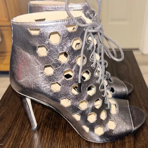 via spiga  Open Toe Caged Booties Size 5.5M Silver