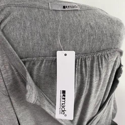 LA Made New Henley 3/4 Sleeve Tie Waist Jersey Knit Dress Heather Grey