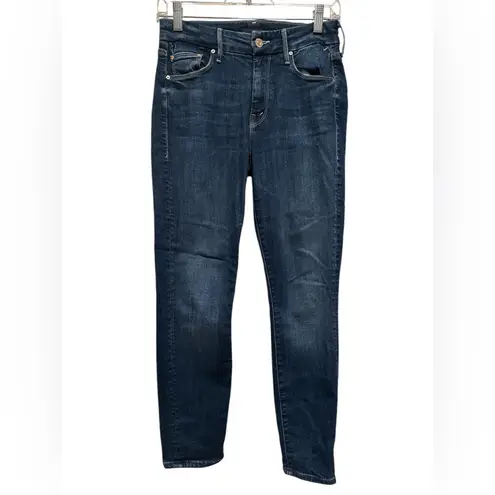 MOTHER THE LOOKER CROP ON THE EDGE WASH BLUE JEANS 25