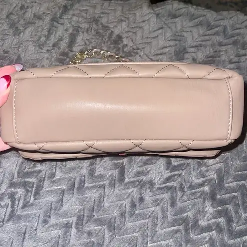 Badgley Mischka Crossbody Bag Taupe Studded Diamond Quilt New With Tags