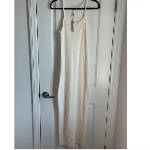 SKIMS Cotton Rib Long Tank Dress in Marble, Size Large