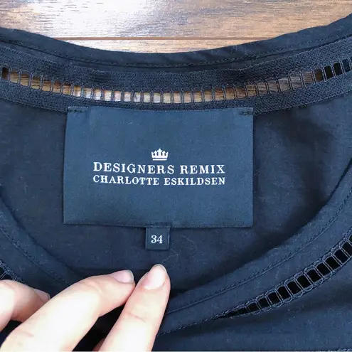 Designers Remix • Lay Top black popover blouse embroidered cotton net Size undefined