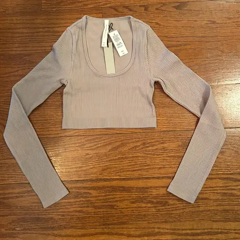 Babaton NWT Sculpt Ribbed Scoop Neck Cropped Longsleeve Size XS Seamless ARITZIA