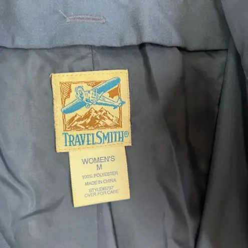 Travel Smith Navy Blue Double Zipper Duster Trench Jacket Windbreaker Size MD Size M