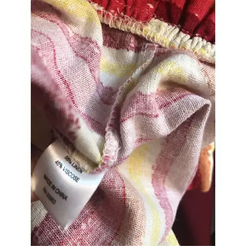 For Cynthia Linen Cynthia Striped Red Orange Multicolor Linen Blend Boxy Fit Top size xl
Co