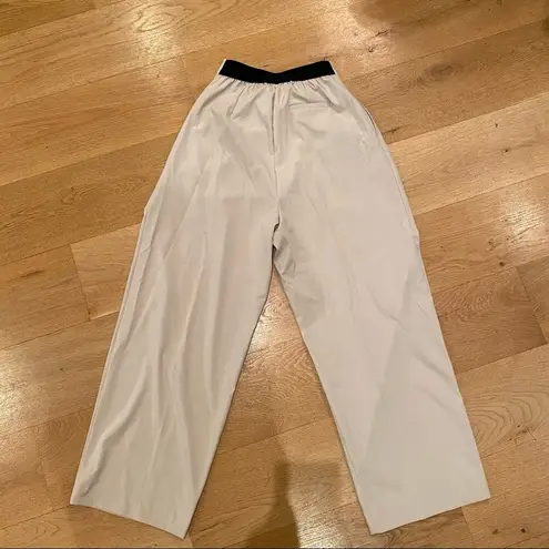 ELF Seoul High Waist Wide Leg Cross Over Front Pants in Cream Color