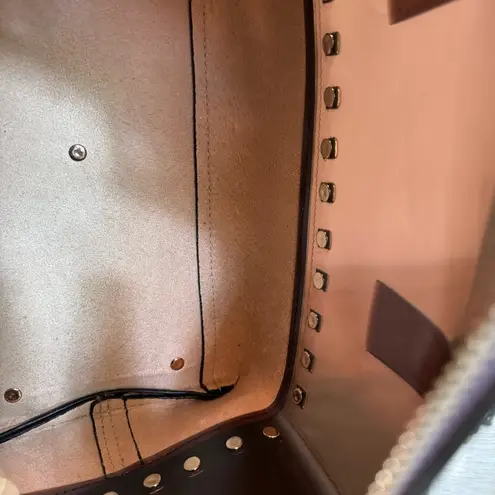 Large Studded Jelly & Faux Snakeskin Duffle Shaped Bag Oversized Purse Y2K Glam Brown