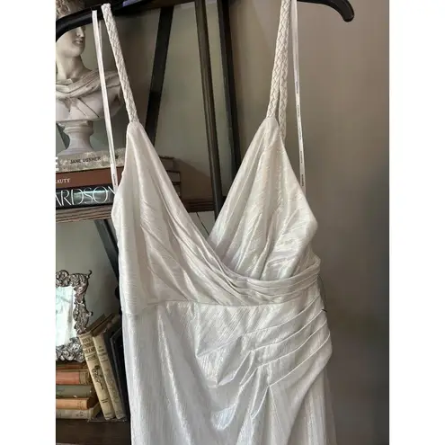 Retrofete Yesi Pleated Lamé Gown Metallic White Womens Size Small