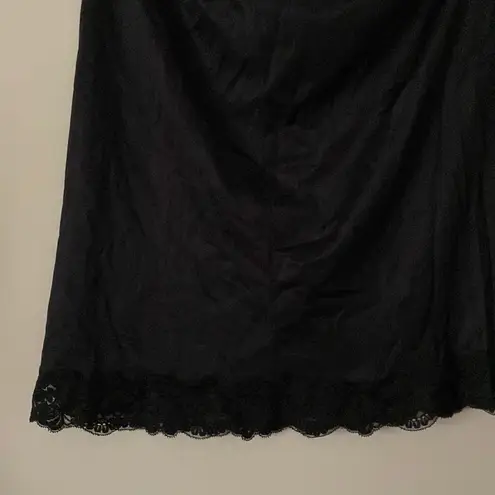 Vintage 1990s black waist half slip knee length midi Komar large Aniron Nylon