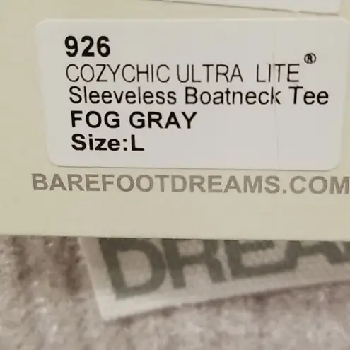 Barefoot Dreams 💕 CozyChic Ultra Lite Sleeveless Boatneck Top ~ Fog Gray L NWT