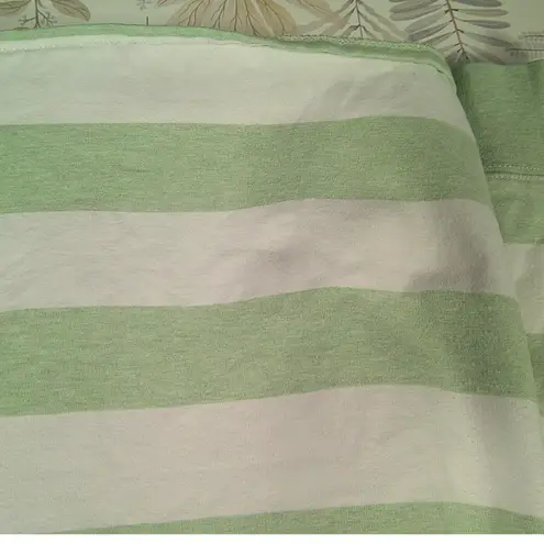 The Black Dog Striped Hooded Long Sleeve Shirt Women's XL Logo Green & White