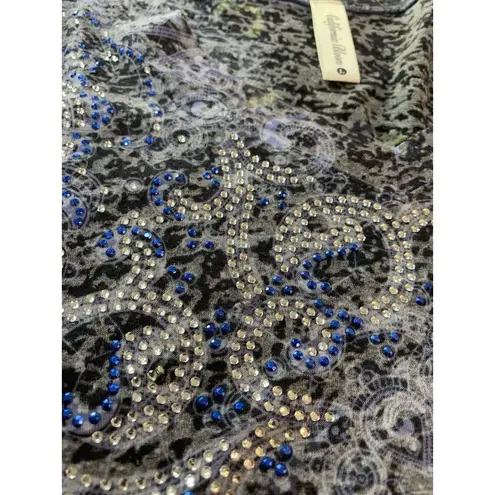 California Bloom McBling Witchy Whimsygoth Burnout Shirt Womens Large V Neck USA Purple