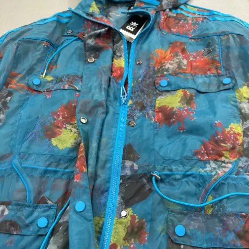 Ivy Park Adidas x Organza Jacket M Floral Print Hooded Long Coat Beyonce