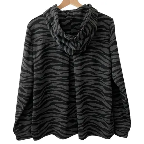 Liverpool NWOT Zip Up Hoodie Jacket in Black/Grey Zebra Print L