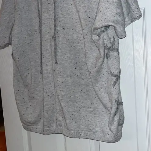 CAbi  hooded tunic sweatshirt lace up sides gray size XS