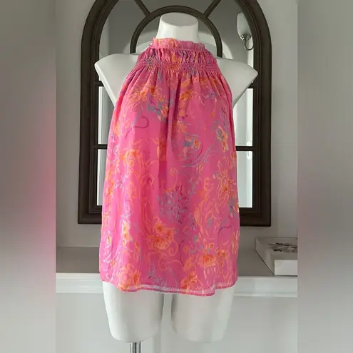 Ramy Brook Harlie Paisley Halter Neck Tank Top, Pink Size S New w/Tag $295