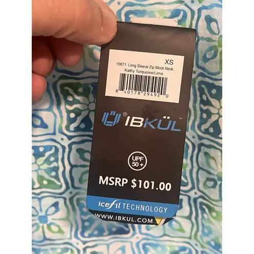 Ibkul Quarter Zip Shirt Womens Size XS Aqua Golf Activewear Long Sleeve UV NWT