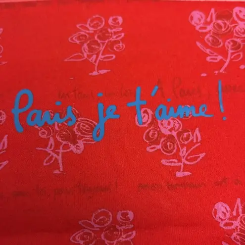 Lancôme Lancome Red Floral Print Paris Zip Top Cosmetics / Makeup Bag Approx 10" X 5.5"