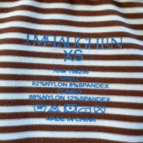 J McLaughlin Womens XS Striped 1/4 Zip Pullover Catalina Cloth Long Sleeve Brown