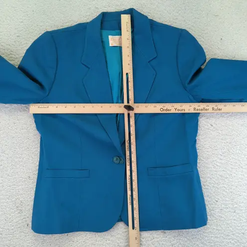Pendleton Vintage Women's Teal Blue Wool Blazer Jacket Size 12 One Button Career