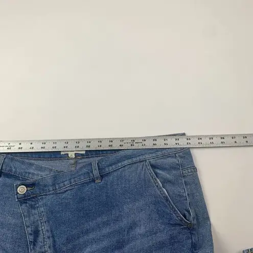 Eloquii Womens Jean Blue Size 24 Medium Wash Overlapped Waist Band Relaxed Denim