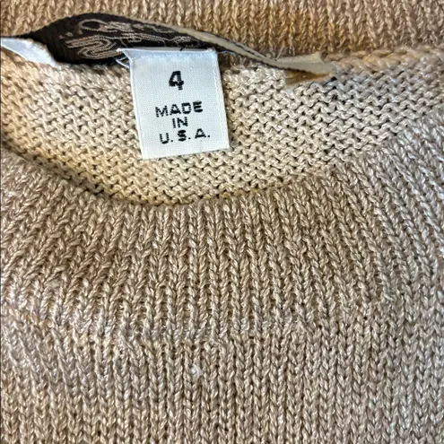 St. John for Saks 5th Ave Vintage Tan Knit Dress Elastic Waist Size 4
