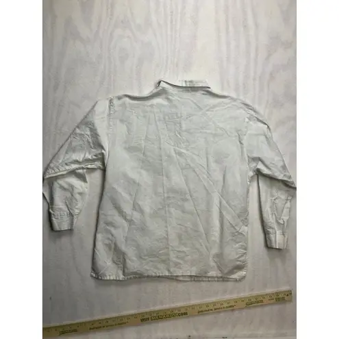 Tuli Spirit of Africa White Embroidered Elephant Long Sleeve Button Up Women XL