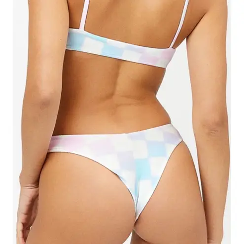 Alo X Frankies Bikinis Cheeky Bikini Bottom Pastel Checker Size S White