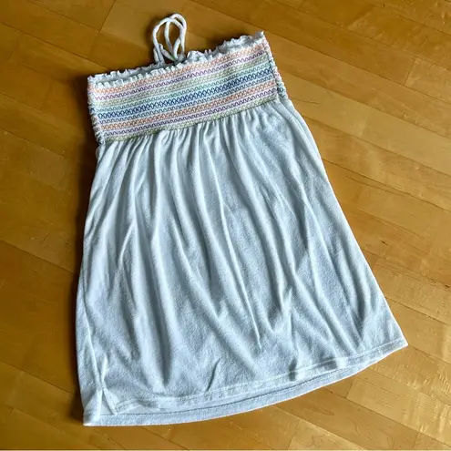 Wild Fable  Rainbow Smocked Terrycloth Beach Coverup Dress, White, Size M